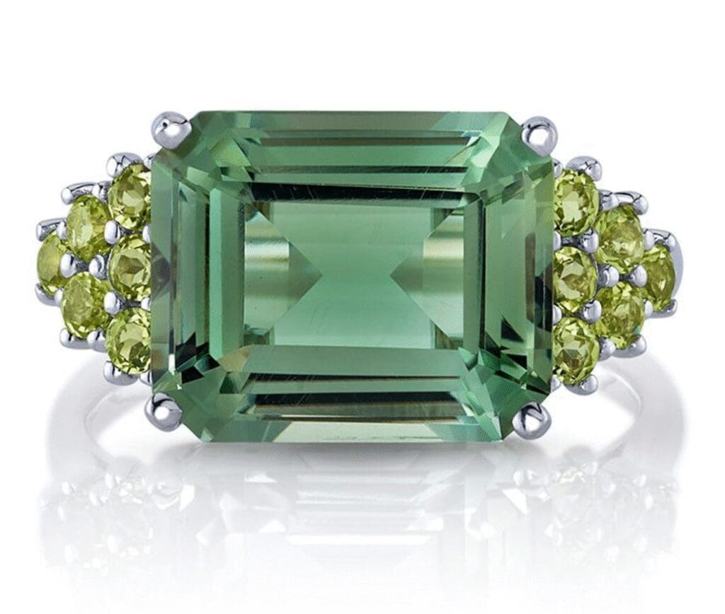 Fallon B. peridot Confetti Ring ($1,450) from Bachendorf's (Courtesy)